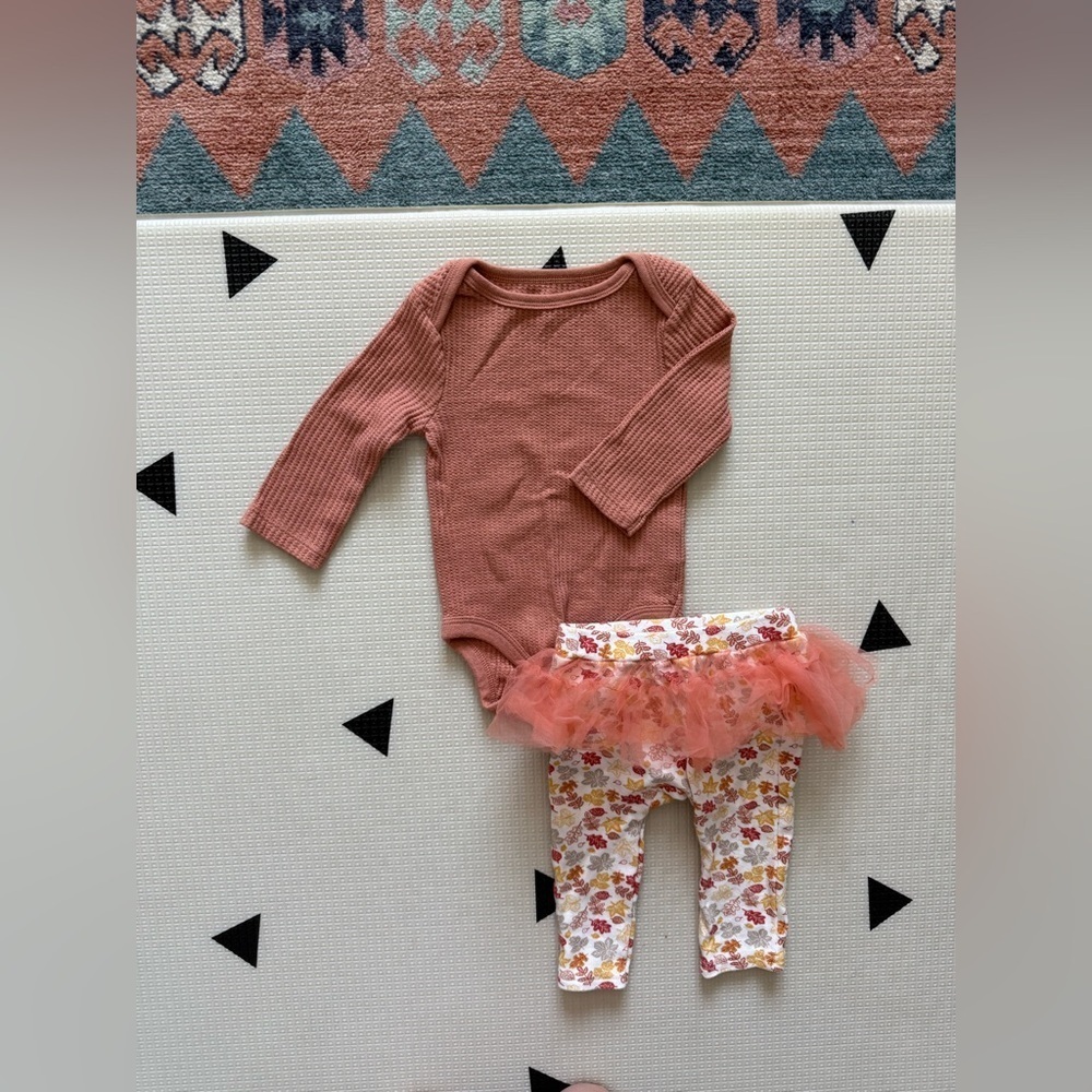 Cloud Island|Baby girl cute outfit,waffle knit long sleeve bodysuit & tutu pants